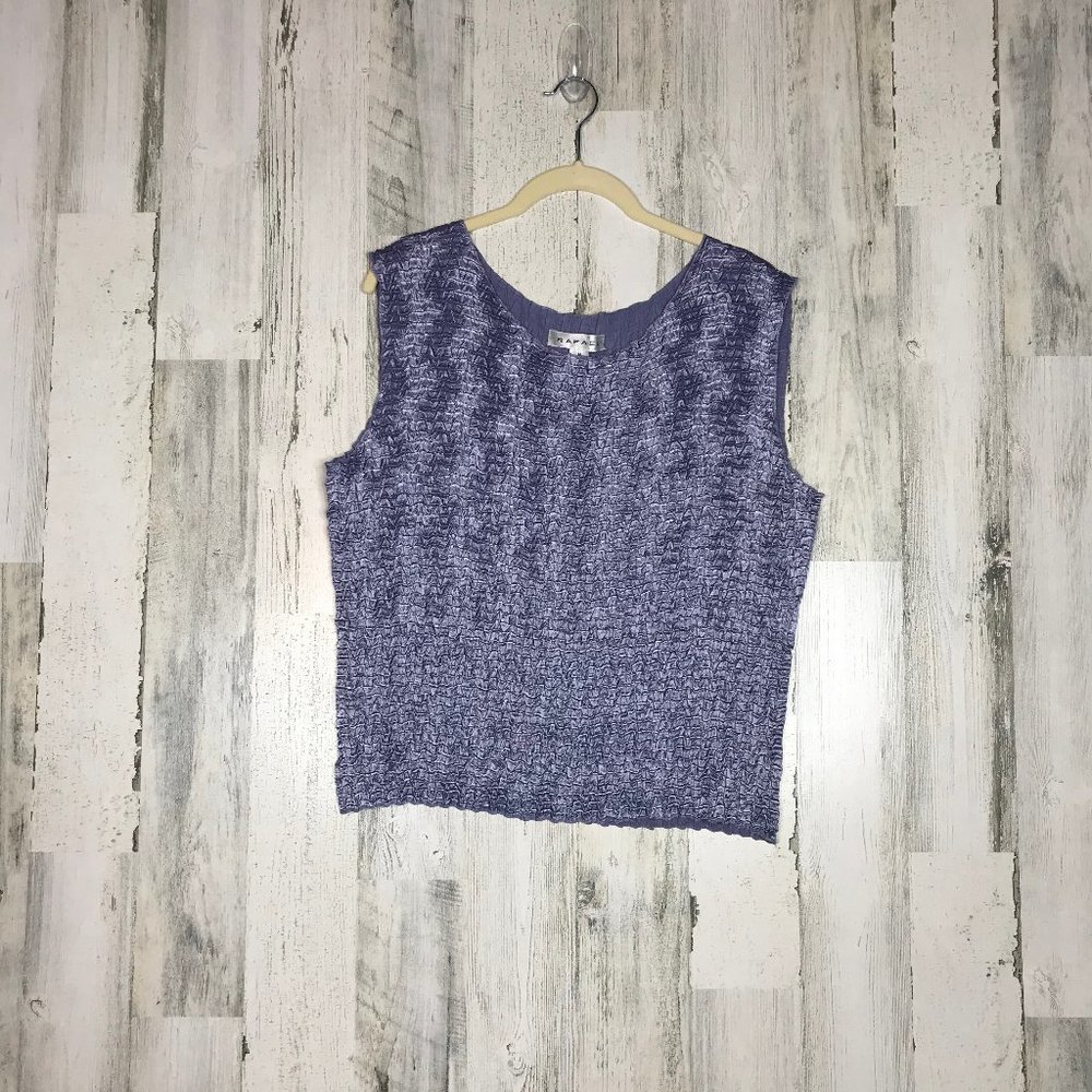 RAFAEL lavender crinkle scrunch popcorn shell top size M